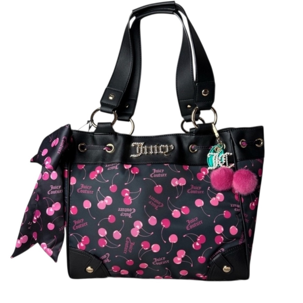 ✨️🍒 NWT 🔥 JUICY COUTURE black sweet cherry daydreamer tote HTF RARE ✨️🍒